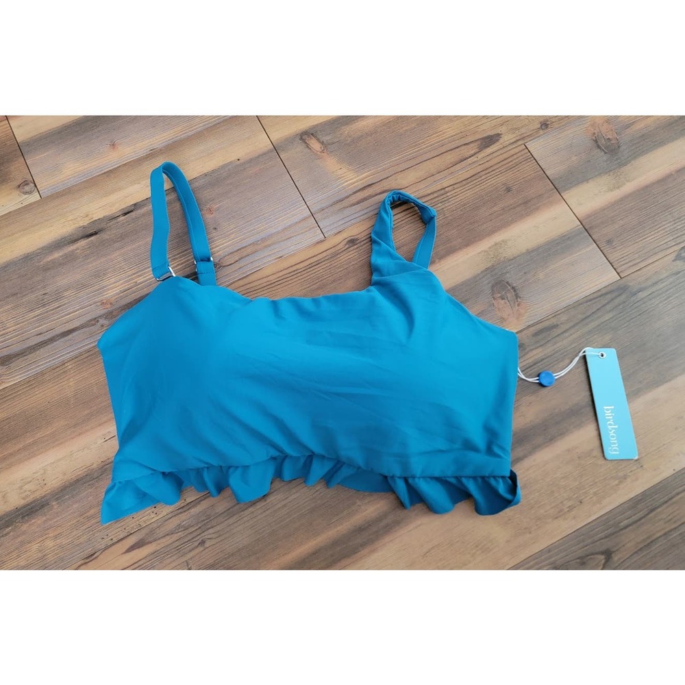 Birdsong Teal Ruffle Bikini Top Size 38G -NWT